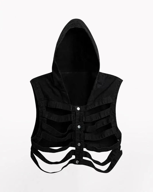 Stylish Cutout Denim Jacket - hollow out denim - Trendy Cutout Denim Jacket for Urban Style