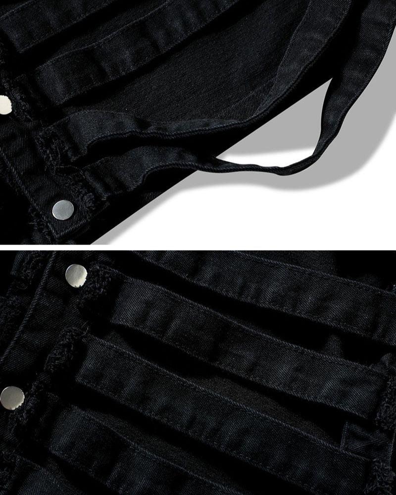Stylish Cutout Denim Jacket - layering denim jacket - Trendy Cutout Denim Jacket for Urban Style