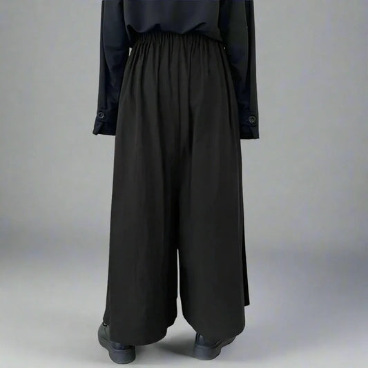 Stylish Flowing Wide Leg Pants - wide leg pants - Chic Wide Leg Pants with Adjustable High Waist