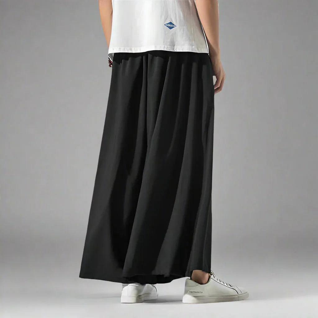 Stylish Flowy Wide-Leg Pants - elegant hakama style pants - Elegant Flowy Wide-Leg Pants for Comfort