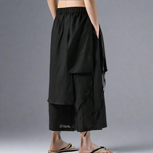 Stylish Layered Wide-Leg Pants - Japanese tradition pants - Layered Wide-Leg Pants with Comfortable Fit