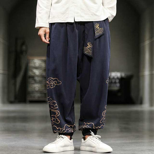 Stylish Oriental Jogger Pants - jogger pants - Stylish Wide Leg Japanese Jogger Pants