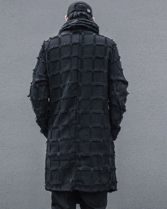 Stylish Striped Fringe Coat - long coat for warmth - Striped Fringe Coat with Tailored Fit and Style