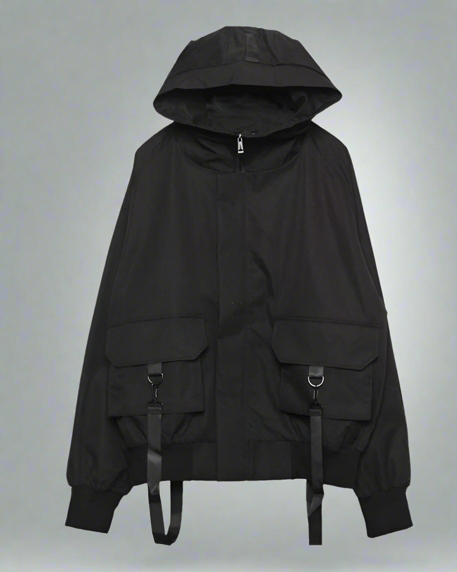 Chic Ribbon-Trim Hooded Jacket