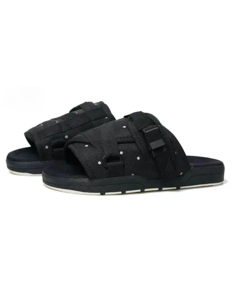 Tranquil Techwear Lounge Slippers - black slippers - Comfortable Techwear Lounge Slippers for Home