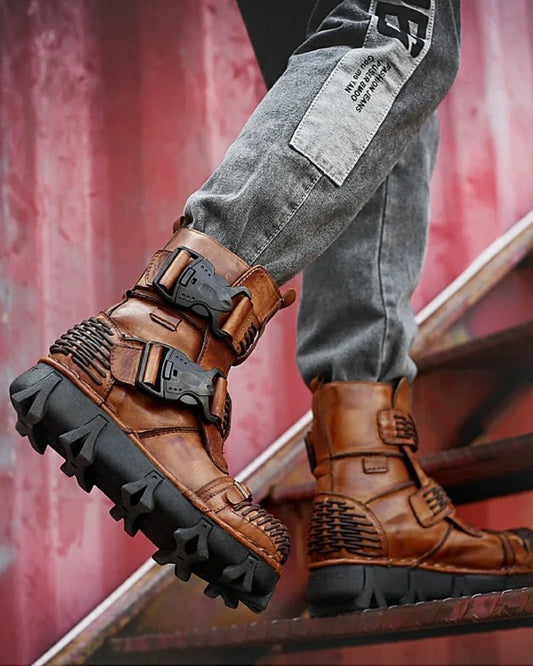 Versatile Buckle Techwear Boots - techwear boots - Buckle Techwear Boots for Riding and Urban Style