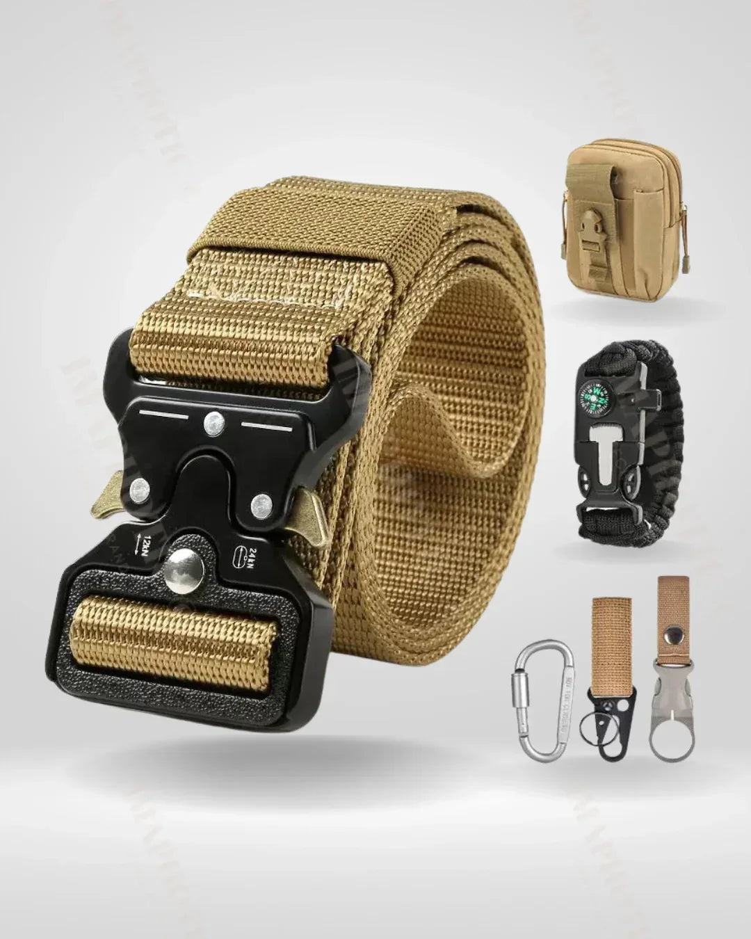 Versatile Khaki Adventure Belt - durable utility belt - Khaki Adventure Belt for Outdoor Activities