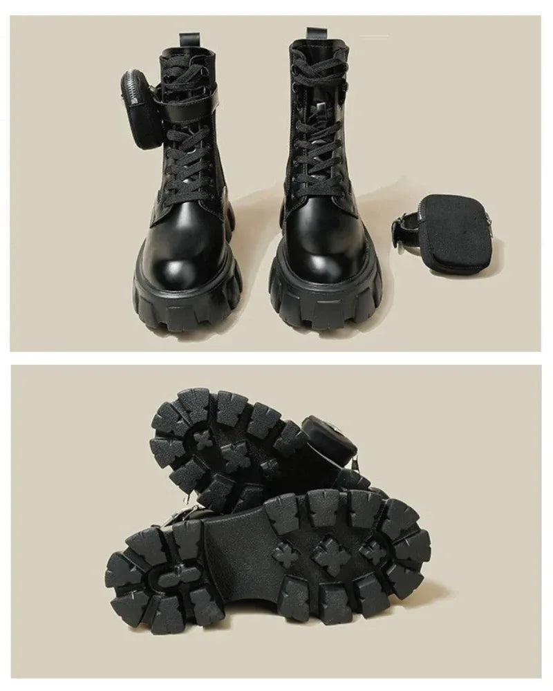 Versatile Leather Boots with Pockets - trendy footwear - Comfortable Leather Boots with Pockets