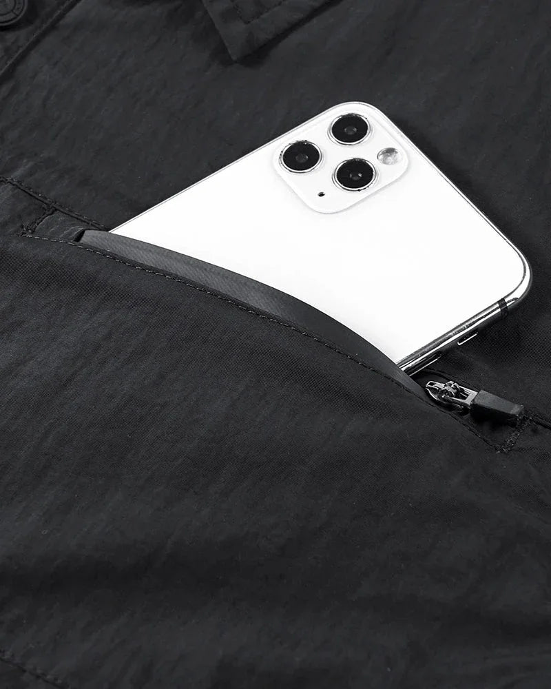 Versatile Pocketed Sleeve Shirt - futuristic aesthetics shirt - Stylish Pocketed Sleeve Shirt for Versatile Looks