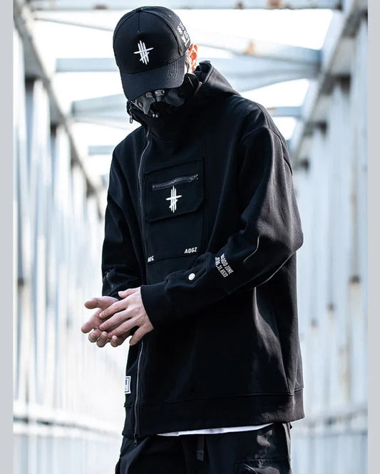 Versatile Zip Techwear Hoodie - urban style hoodie - Stylish Zip Techwear Hoodie for Urban Life