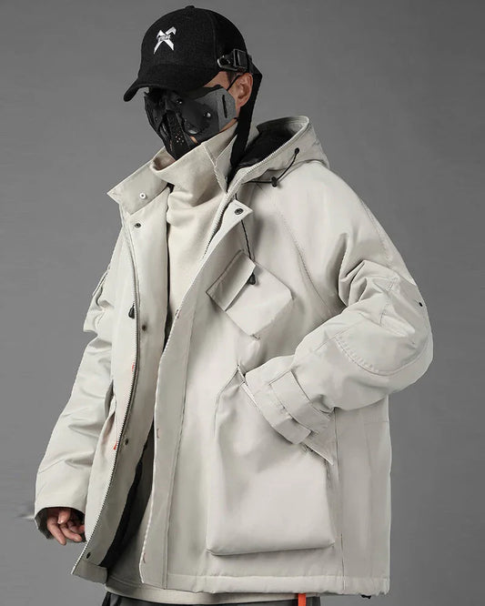 Vibrant Cyberpunk Hooded Jacket - stylish techwear jacket - Stylish Cyberpunk Hooded Jacket for Urban Wear