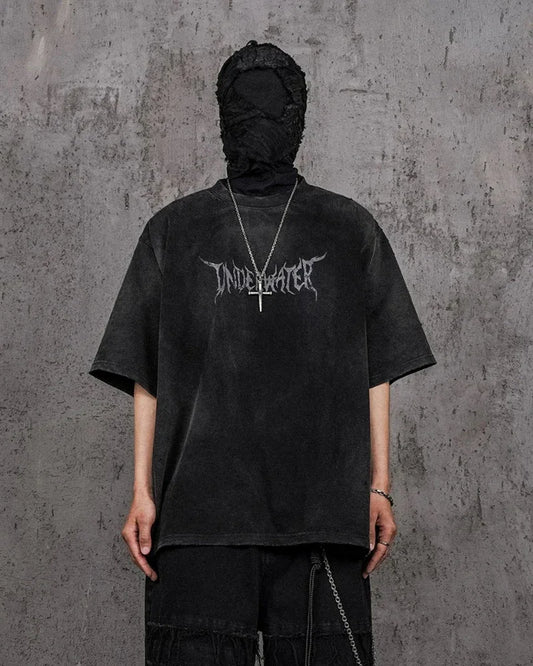 Vintage Demon Skull T-Shirt - distressed raw edge t-shirt - Vintage Demon Skull T-Shirt for Bold Style