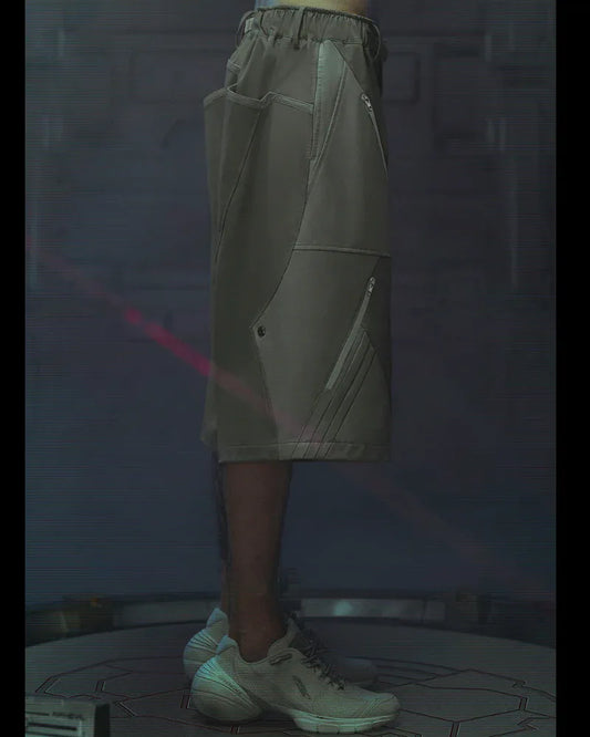 Visionary Cyberpunk Shorts - stylish techwear shorts - Techwear Cyberpunk Shorts with Functional Pockets