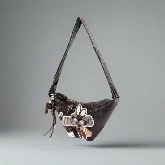 Whimsical Bunny Croissant Tote - crescent-shaped tote - Charming Bunny Croissant Tote for Every Occasion