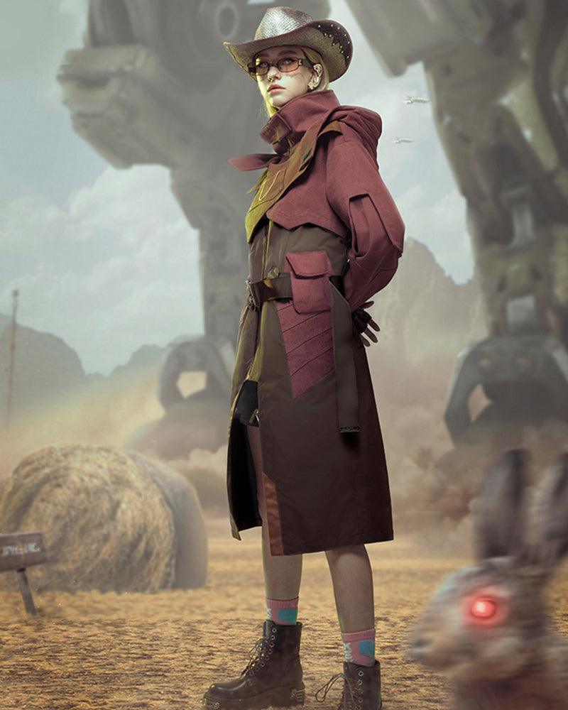 Futuristic Denim Trench Coat