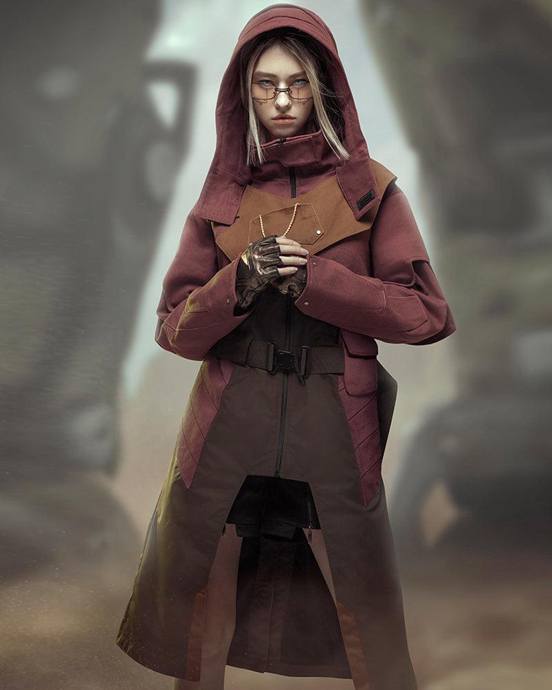 Futuristic Denim Trench Coat