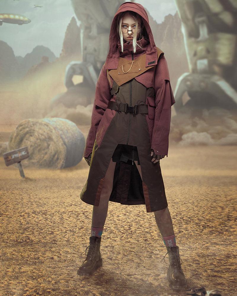 Futuristic Denim Trench Coat