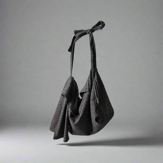Stylish Plaid Wool Hobo Bag