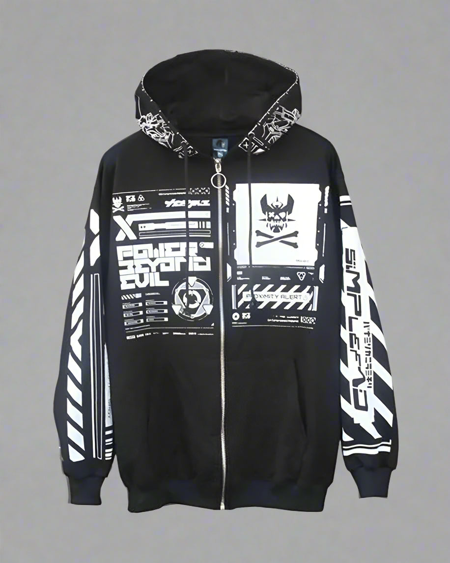 Futuristic Style Zip Hoodie