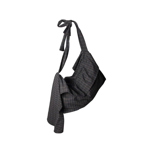 Stylish Plaid Wool Hobo Bag