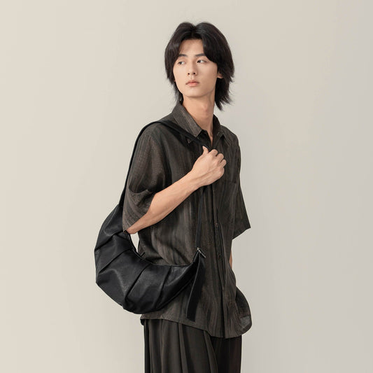 Stylish Pleated Waxed Leather Tote