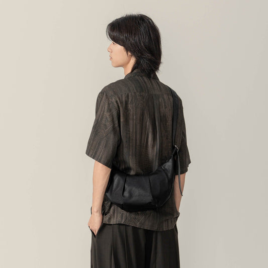 Stylish Pleated Waxed Leather Tote