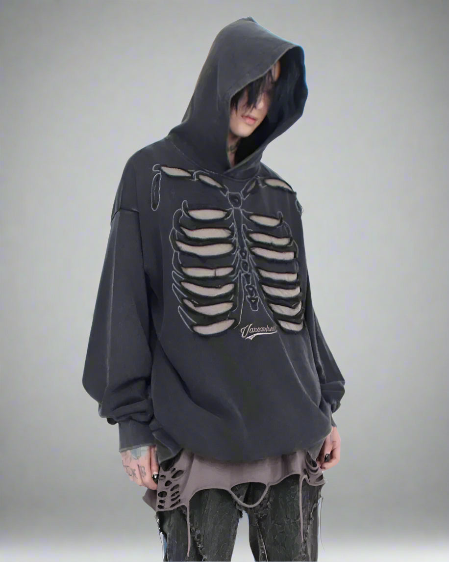 Cool Skeleton Cutout Hoodie