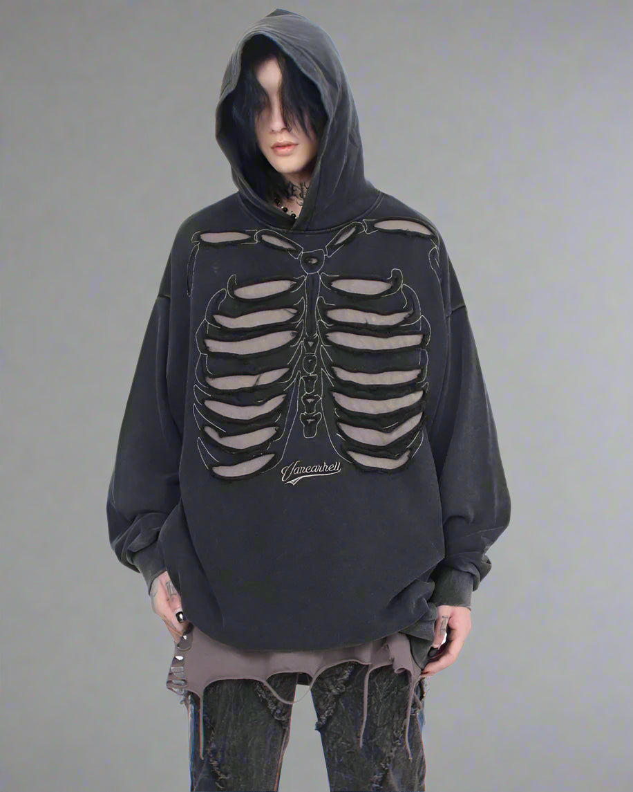 Cool Skeleton Cutout Hoodie