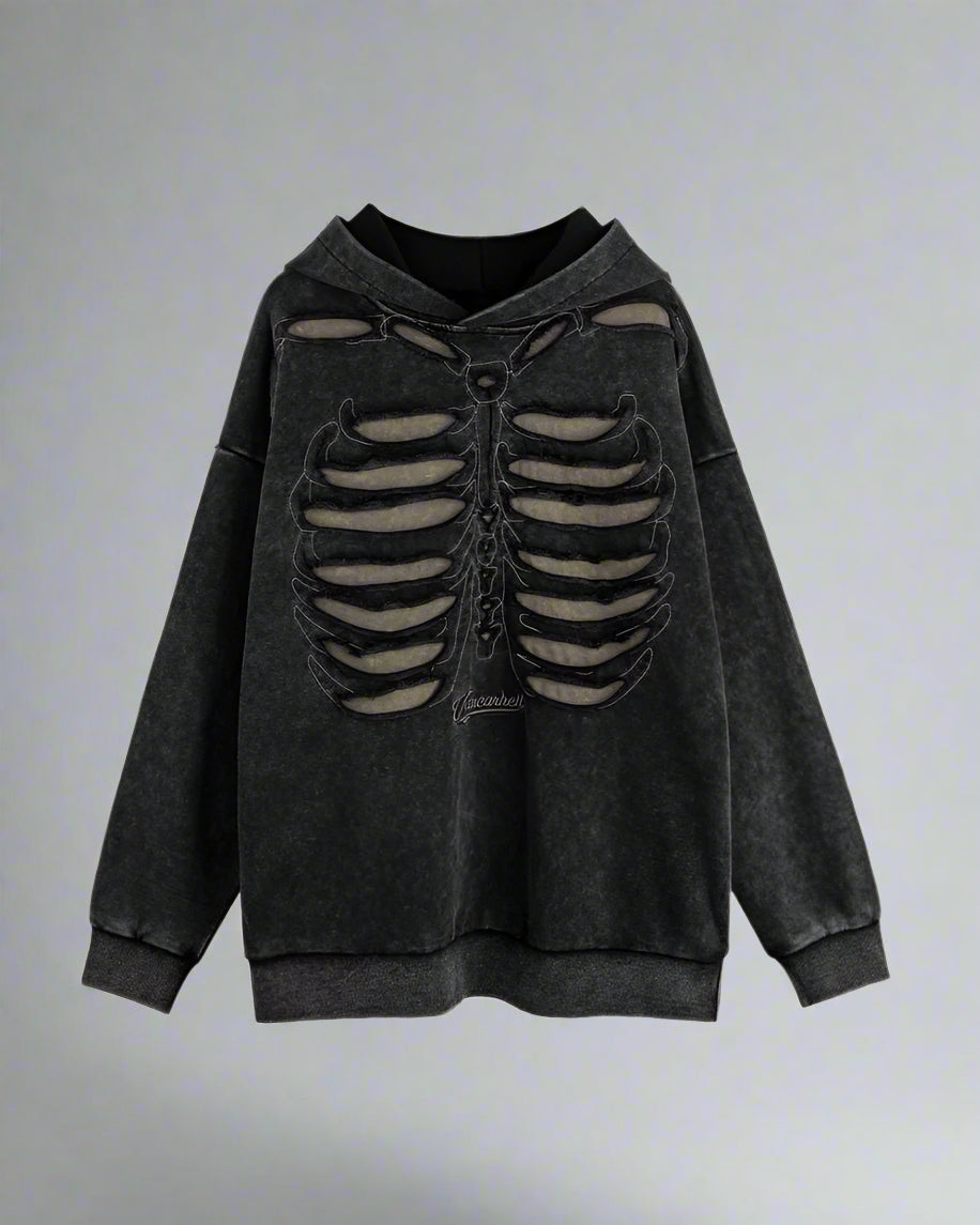 Cool Skeleton Cutout Hoodie