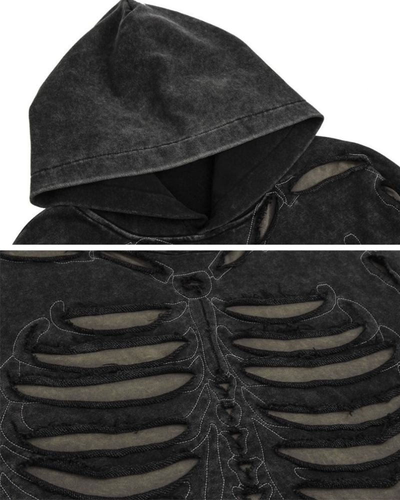 Cool Skeleton Cutout Hoodie