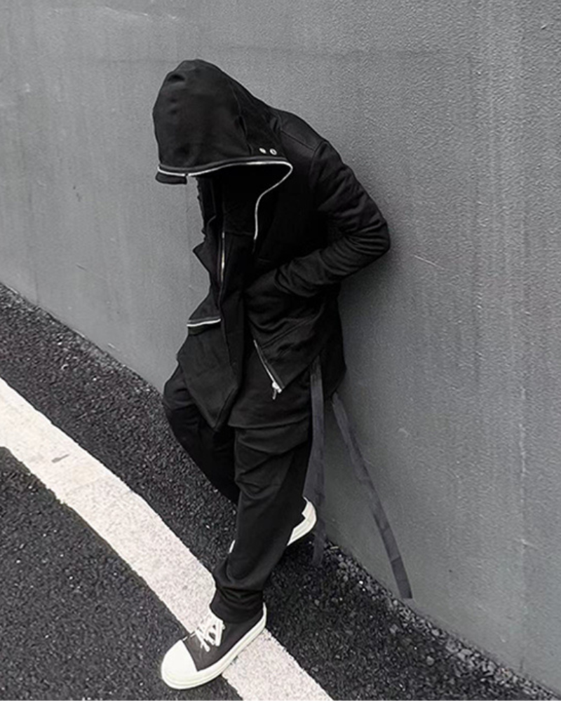 Edgy Cut-Out Zip Hoodie