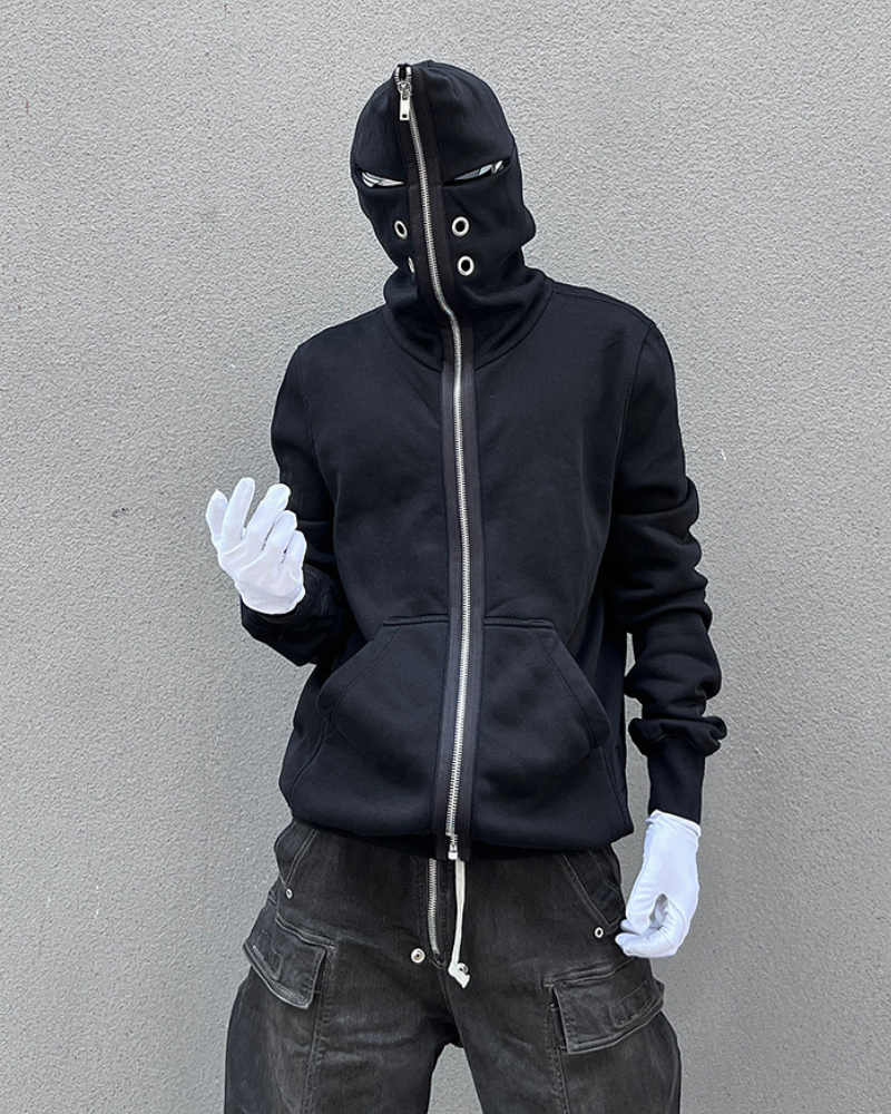 Edgy Cut-Out Zip Hoodie