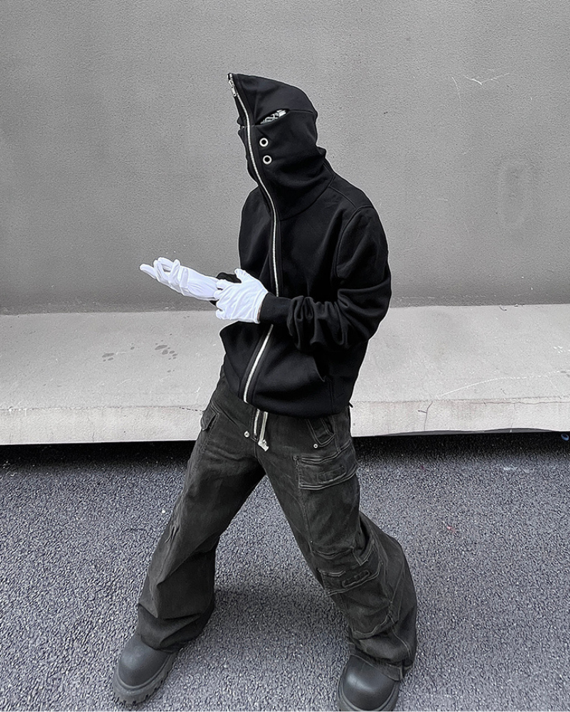 Edgy Cut-Out Zip Hoodie