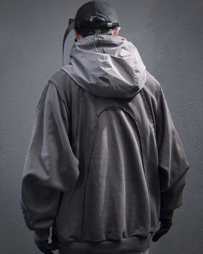 Chic Washed Patchwork Hoodie