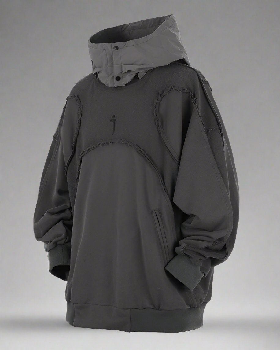 Chic Washed Patchwork Hoodie