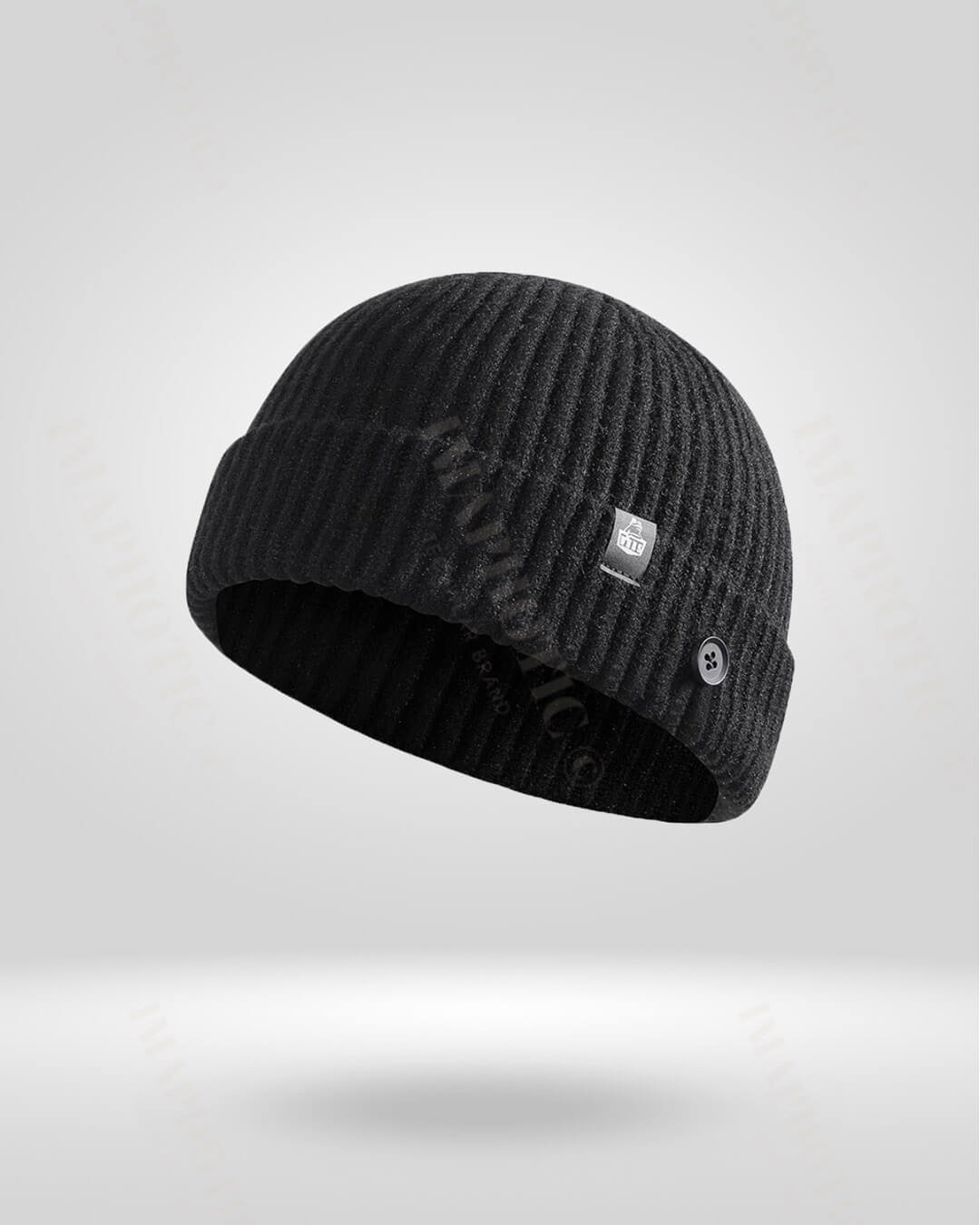 Buttoned Rib Knit Beanie