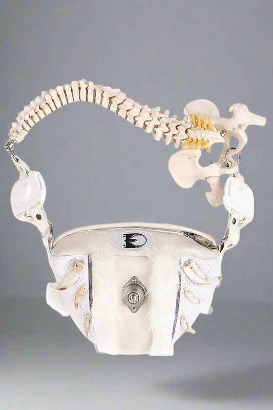Stylish Skeleton-Inspired Fur Bag