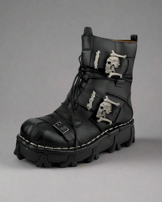 Bold Skull Biker Boots