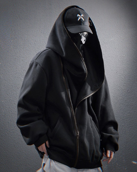Stylish Diagonal Zip Hoodie