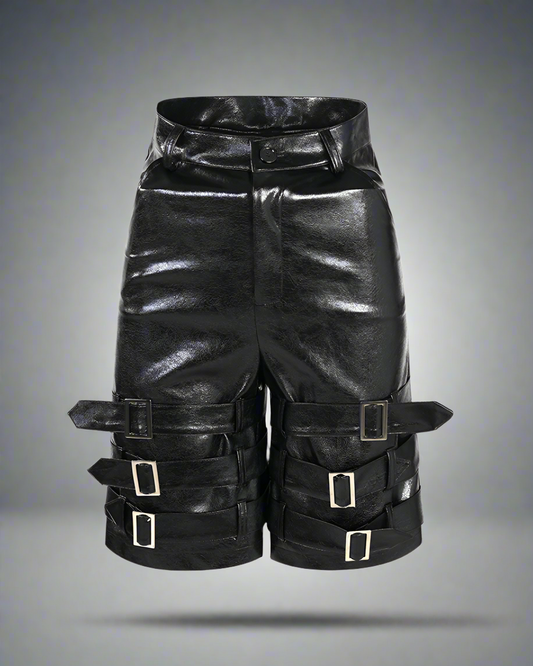 Edgy Leather Tech Shorts