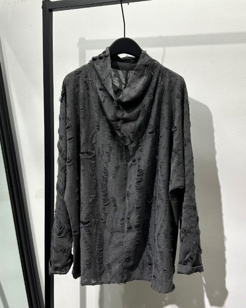 Chic Distressed High Neck Sweatshirt