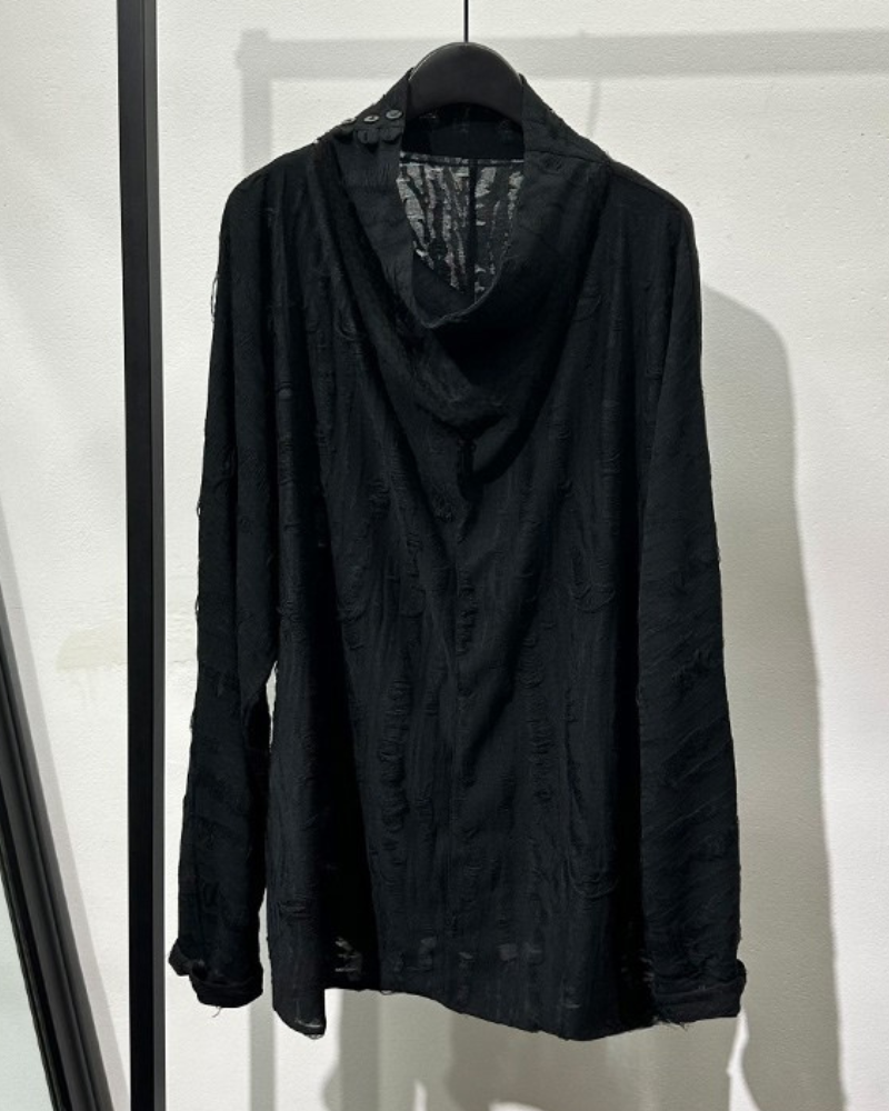 Chic Distressed High Neck Sweatshirt