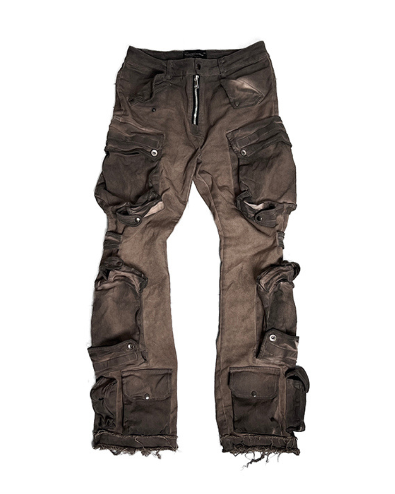 Trendy Distressed Flared Cargo