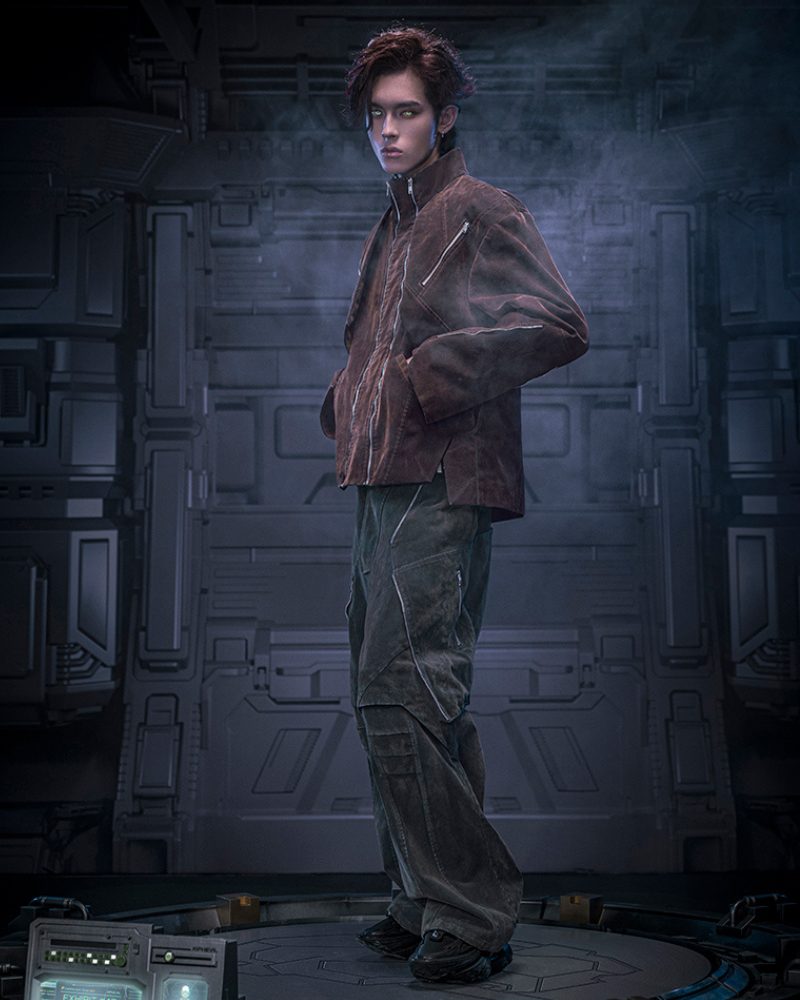 Futuristic Velvet Cyberpunk Jacket