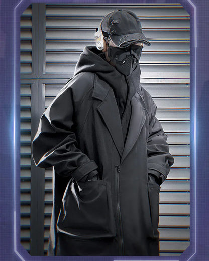 Adaptable Hooded Tech Jacket -  long length jacket - Stylish Detachable Hooded Tech Jacket