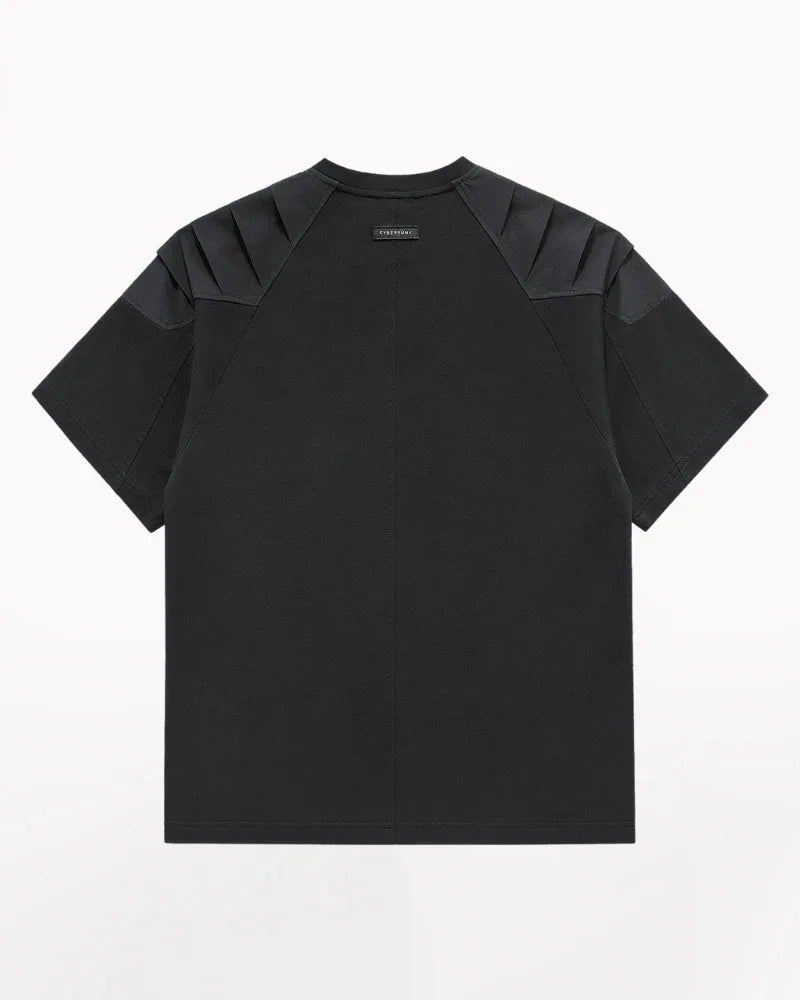 Adaptive Urban Patchwork Tee -  cyberpunk inspired apparel - Patchwork Techwear Tee for Urban Comfort