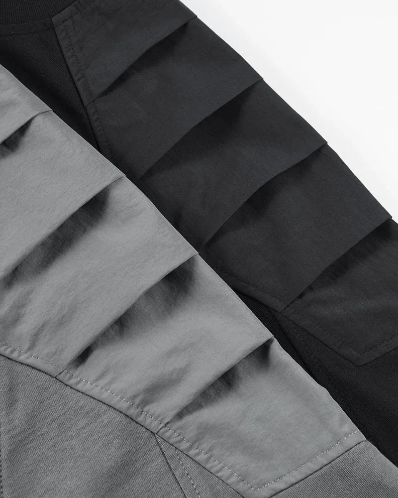 Adaptive Urban Patchwork Tee -  durable everyday wear - Patchwork Techwear Tee for Urban Comfort