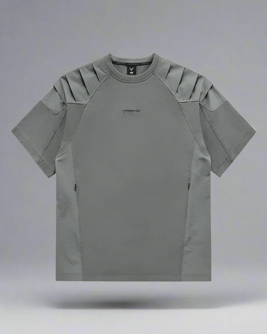 Adaptive Urban Patchwork Tee - functional techwear t-shirt - Patchwork Techwear Tee for Urban Comfort