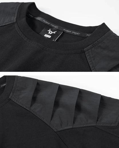 Adaptive Urban Patchwork Tee -  polyester - Patchwork Techwear Tee for Urban Comfort
