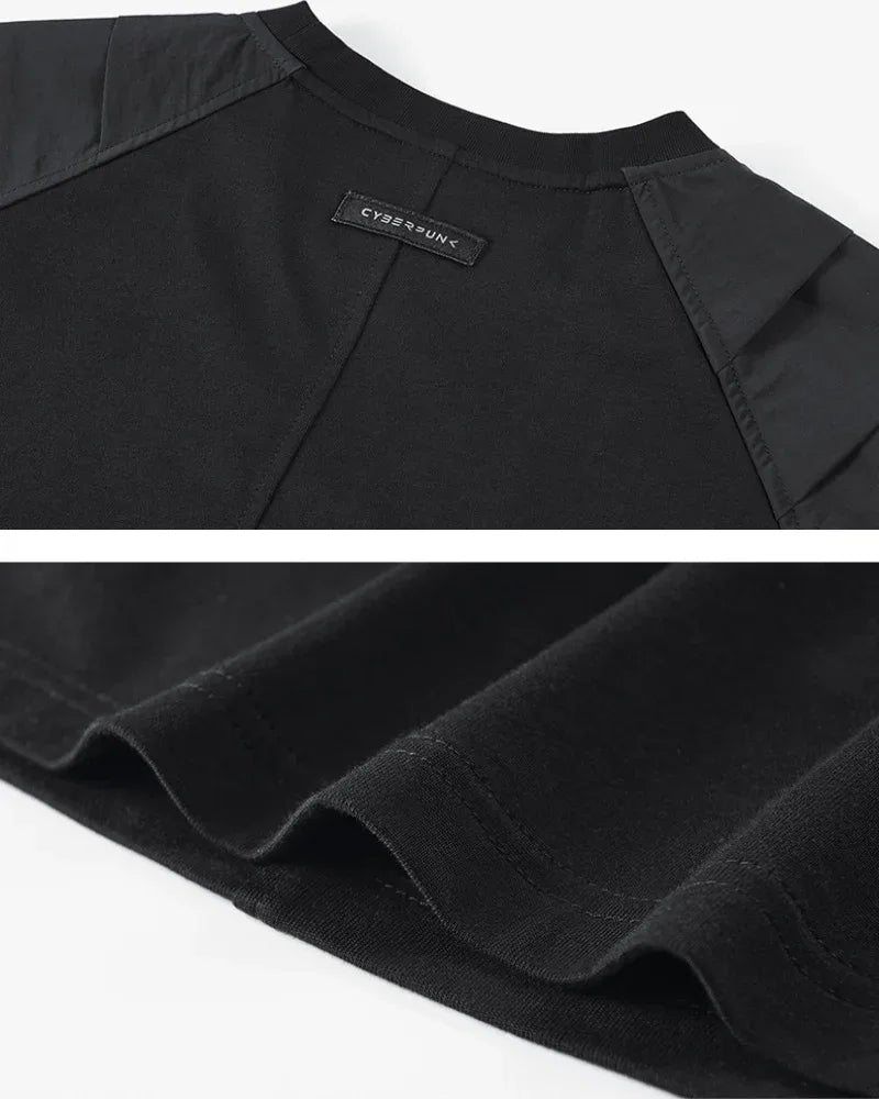 Adaptive Urban Patchwork Tee -  t-shirt - Patchwork Techwear Tee for Urban Comfort